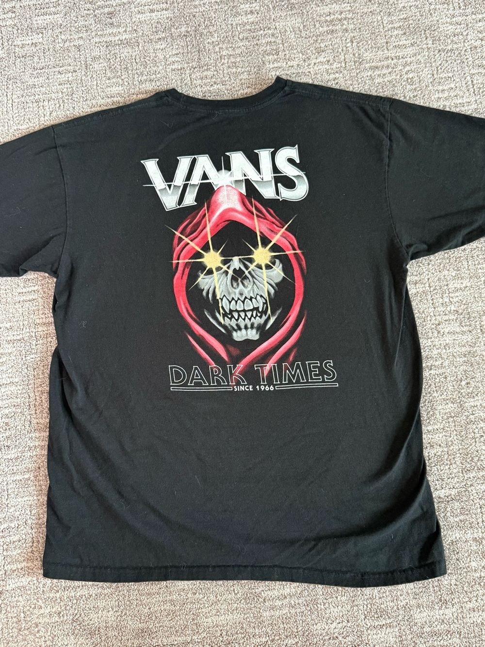 Vans Black Short-Sleeve 'Dark Times' Graphic Tee with Red Hood